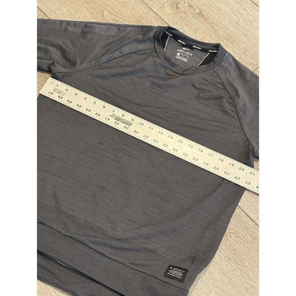Nike Golf Dri Fit Grey Long Sleeve Crew Neck Pullover Swoosh Mens Medium - Picture 6 of 8